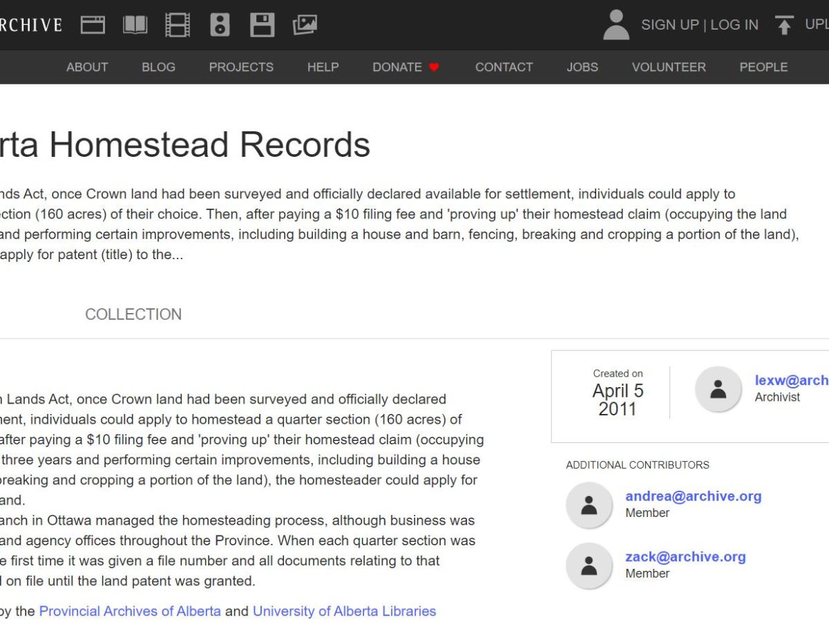 Alberta Ancestors: Homestead Records on Internet&nbsp;Archive